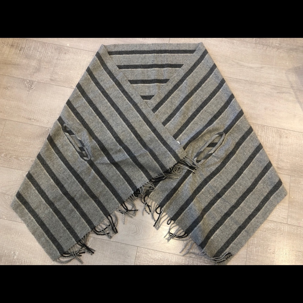 Madewell cape wrap scarf grey stripes